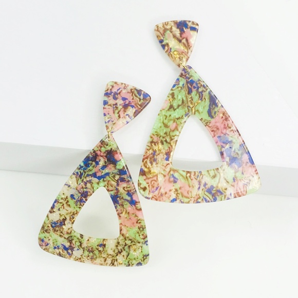 Triangle Drop Earrings in Pastel - Picture 4 of 8